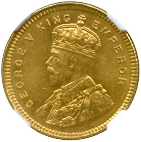 ジョージ5世 15ルピー金貨 1918年