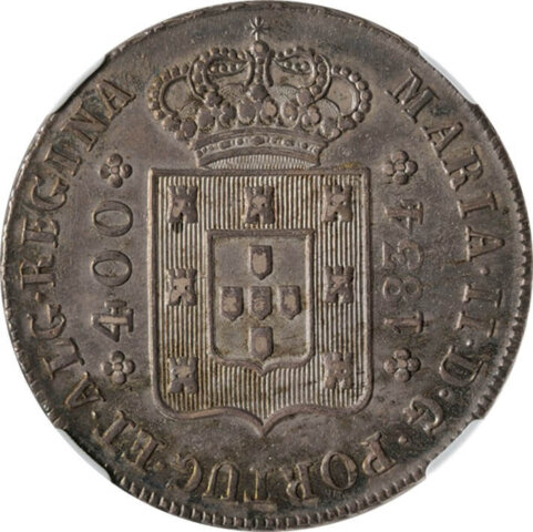 マリア2世 400レイス銀貨 1834年