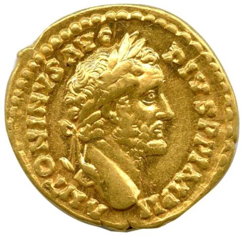 古代ローマ（ローマ帝国）アントニヌス・ピウス アウレウス金貨 AD155-156