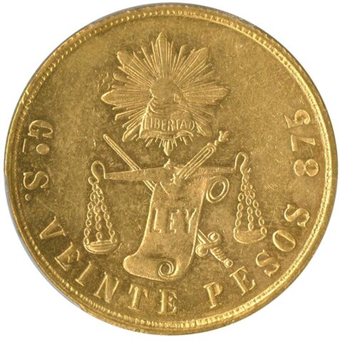 メキシコ 20ペソ金貨 1871年