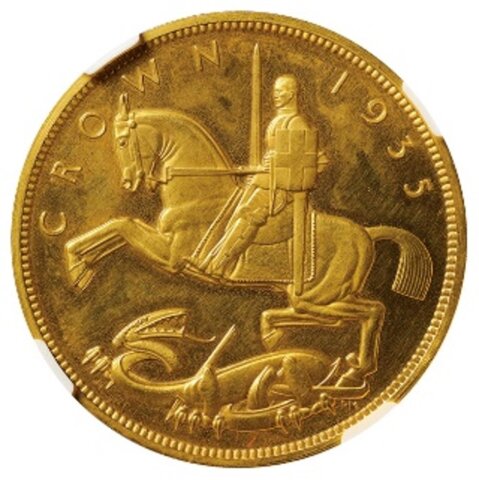ジョージ5世 クラウン金打貨 ジョージ5世在位25年記念 レターエッヂ陽刻 1935年