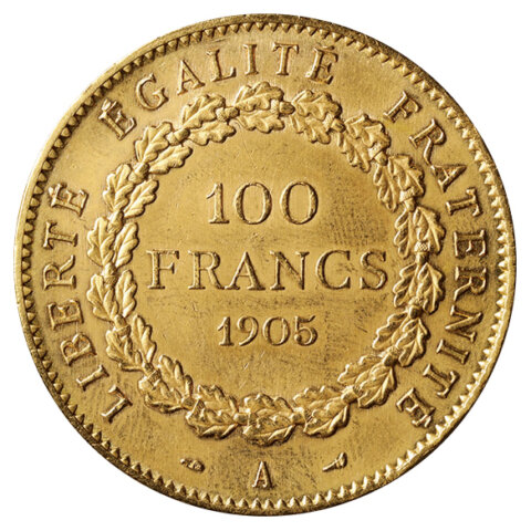 第三共和国 エンジェル 100フラン金貨 1905年