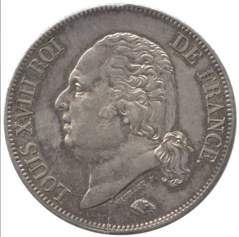 ルイ18世 ノアの箱舟 5フラン銀貨 1824年