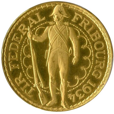 フリーブルク 射撃祭 100フラン金貨 1934年