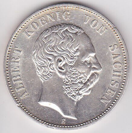 アルベルト ザクセン王国  5マルク銀貨 1875年