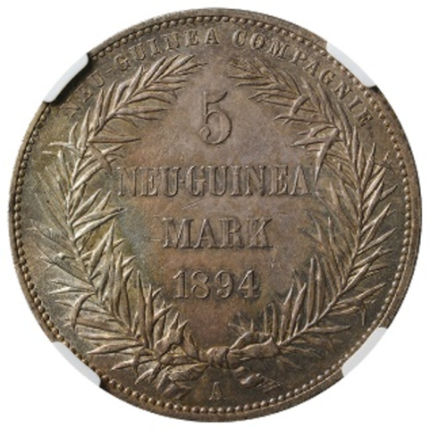 ドイツ領ニューギニア 5マルク銀貨 1894年