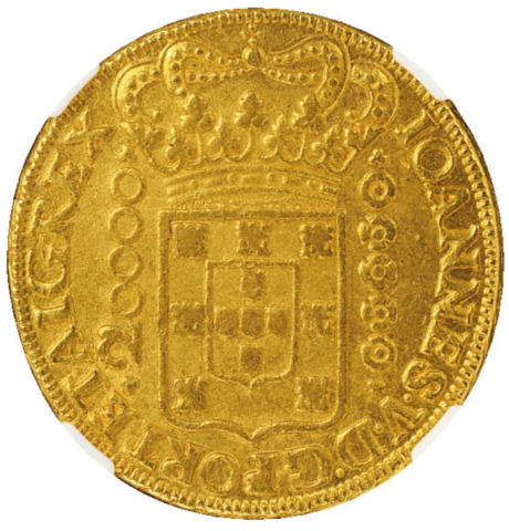 ブラジル ジョアン5世 20,000レイス金貨 ミナスジェライス鋳