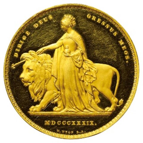 ウナとライオン ヴィクトリア女王 5ポンド金貨 1839年