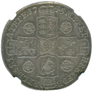 イギリス ジョージ2世 ハーフクラウン銀貨 1745年