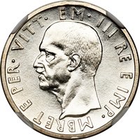 アルバニア ヴィットリオ・エマヌエレ3世 5レック銀貨 1939年