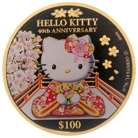 クック諸島 エリザベス2世 ハローキティ 100ドル金貨 2014年