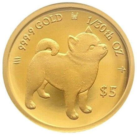 クック諸島 エリザベス2世 ドッグ金貨 柴犬 5ドル金貨 2022年