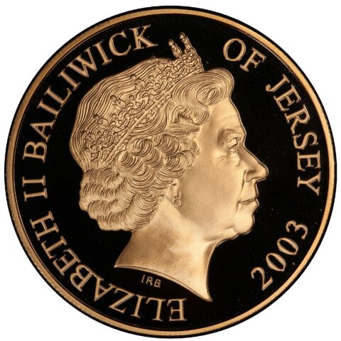ジャージー エリザベス2世 5ポンド金貨 ウィリアム王子生誕21年記念 2003年